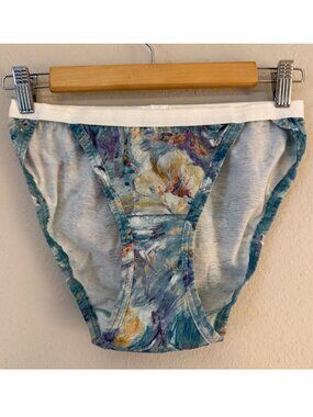 PRICE FIRM Vintage Jockey Watercolor Floral Cotton High Cut Panties S/M